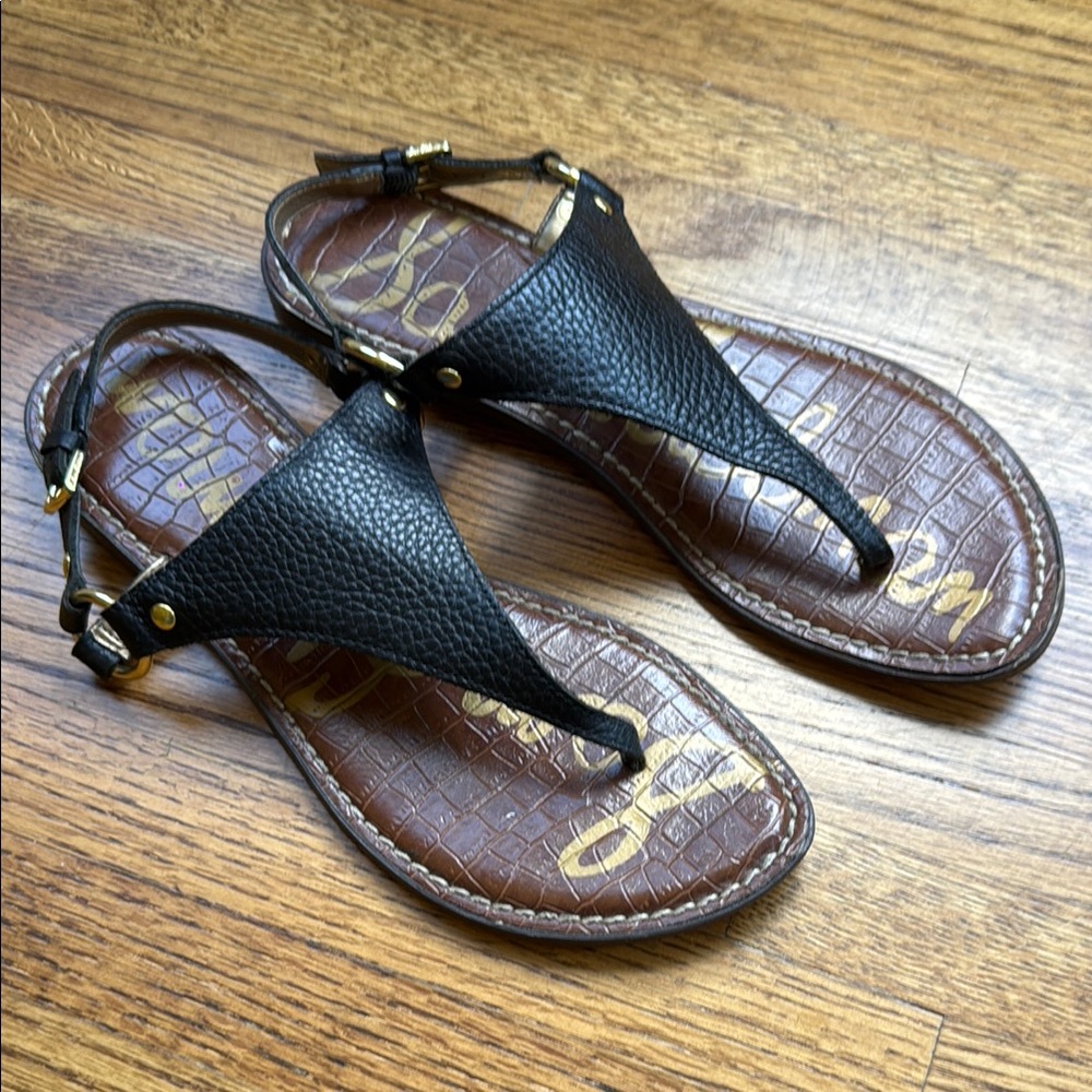 Sam Edelman Black Leather Thong Sandals